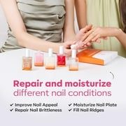 modelones Nail Strengthener, 8-in-One Nail Ridge Filler Base Coat Nail Polish Repair Nail Growth Treatment for Thin and Damaged Nails, Jelly Pink, 15ml
