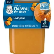 Gerber 2nd Foods Natural for Baby Baby Food, Pumpkin, 4 oz Tubs (2 Pack)