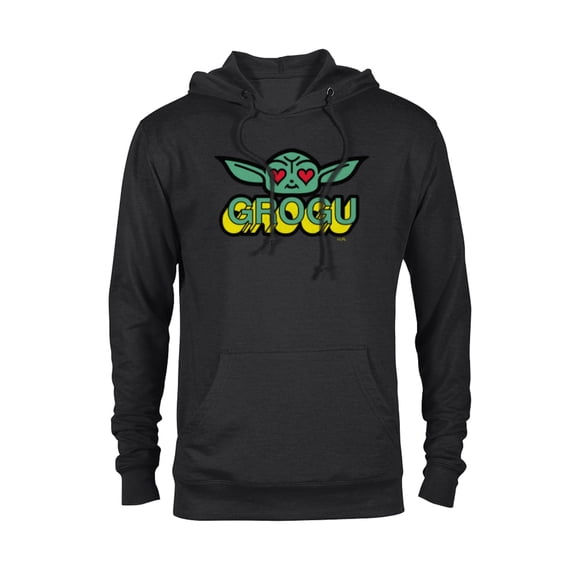 Star Wars The Mandalorian Grogu Love Retro - Pullover Hoodie for Adults - Customized-Black