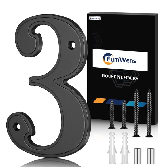 Números para casa FumWens de aleación de zinc negra de 5" para exterior