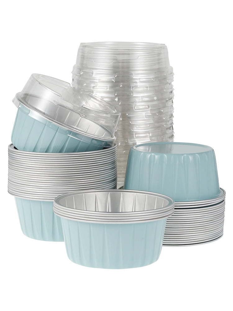 Sutowe Foil Cupcake Liners 50pcs with 50 Clear Semicircle Lids for