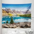 thumbnail image 1 of Landscape Tapestry, Idyllic View of Moraine Lake at Sunset in Canadian Rocky Mountain Range Picture, Fabric Wall Hanging Decor for Bedroom Living Room Dorm, 5 Sizes, Multicolor, by Ambesonne, 1 of 1
