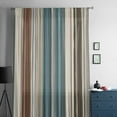 thumbnail image 5 of Teal Boho Stripes Semi Sheer Curtains Drapes for Living Room, Bedroom, French Doors Window 63 Inches Long, Modern Bohemia Brown Beige Texture Rod Pocket Chiffon Curtain Drapery Voile Draperies Panel, 5 of 6