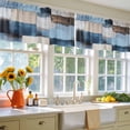thumbnail image 4 of 2 Pack Abstract Color Stitching Valance for Window Blue Brown Graffiti Theme Kitchen Valance Rod Pocket Short Curtain Topper Decorative Window Treatment for Living Room Bedroom 42"x12", 4 of 8