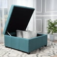 thumbnail image 6 of GDF Studio Kwesi Contemporary Tufted Storage Ottoman, Dark Teal and Dark Brown, 6 of 12