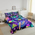 thumbnail image 3 of Erosebridal 1970s 80s Memphis Comforter Sets King Size, Geometric Triangle Square Lines Comforters & Duvets, Purple Galaxy Decor, Reversible 3-Piece, 3 of 8