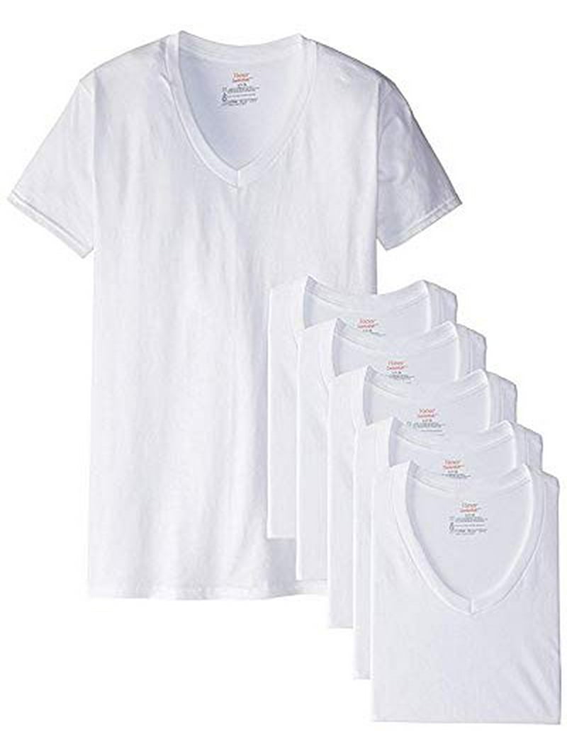 Hanes Men's Red Label Closure 6-Pack V-Neck T-Shirts (White
