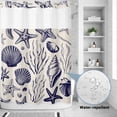 thumbnail image 2 of No Hook Shower Curtain, Navy Blue Coastal Shower Curtains for Bathroom with See Through Top Window, Summer Beach Ocean Coral Shell Rustic Waterproof & Washable Bath Curtain Extra Long 72"x96", 2 of 9