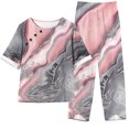 thumbnail image 1 of Mikilon Ensemble Élégant pour Femmes 2 Pcs Imprimé Manches 5/10 Col Rond + Pantalon Décontracté Ensemble Chic et Confortable Manches Courtes Col Rond Rose m, 1 of 6