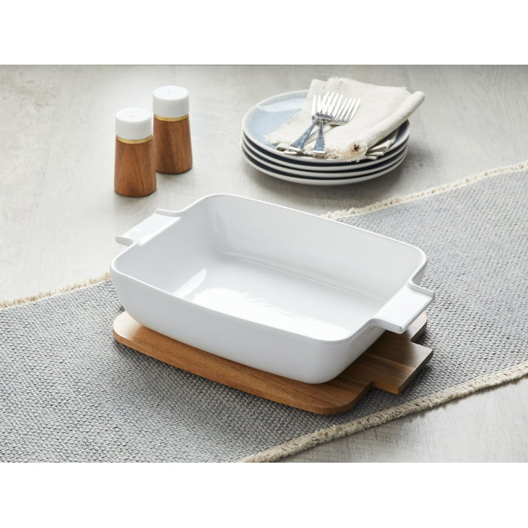 Oven-to-Table Ceramic Sheet Pan with Wood Trivet + Reviews
