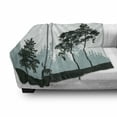 thumbnail image 2 of Deer Hunting Soft Flannel Fleece Throw Blanket, Reindeer Forest Flying Birds Silhouette, Cozy Plush for Indoor and Outdoor Use, 50" x 70", Pale Teal Dark Green, by Ambesonne, 2 of 5