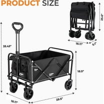 Collapsible Wagon 220 lbs, Heavy Duty Foldable Cart with All-Terrain Wheels, Portable for Groceries, Beach, Camping