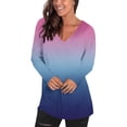 thumbnail image 1 of Camisetas de Manga Larga de las Mujeres Impresión de la Moda Casual V-Cuello Suelto Ajuste, Poliéster para Todas las Estaciones Diario Y Fiesta, 1 of 9