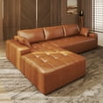 thumbnail image 4 of PATBRELA Sectional Sofa, 101" L-Shaped Deep Seat Cloud Couch, Modular Sofa with Back Cushion for Living Room Bedroom, PU Leather, No Assembly Required, Brown (Left Facing Chaise), 4 of 10