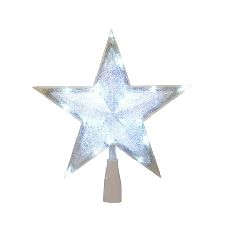 Holiday Time 10.75 inch Cool White LED Silver Star Tree Topper ...