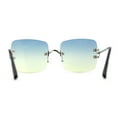 thumbnail image 2 of Womens Rimless Rectangle 90s Designer Sunglasses Silver Blue Yellow, 2 of 4