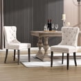thumbnail image 4 of KCC Teddy Dining Chairs Set of 2, Upholstered High-end Tufted Dining Room Chair with Nailhead Back Ring Pull Trim Solid Wood Legs, Contemporary Nikki Collection Modern Style for Kitchen, Cream, 4 of 10