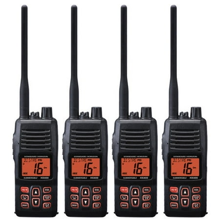Standard Horizon HX400IS Handheld VHF 40 Channels DSC Noise Canceling Mic IPX8 WaterRating (4 Pack)