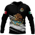 thumbnail image 5 of Sudadera con capucha para hombre y mujer, con estampado 3D de la bandera nacional de México, informal, de gran tamaño, popular, a la moda, para otoño, 5 of 5