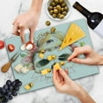 thumbnail image 4 of Skull Cutting Board, Traditional Mexican Sugar Skull with Eye Sign and Geometric Triangle, Decorative Tempered Glass Cutting and Serving Board, Large Size, Multicolor, by Ambesonne, 4 of 5