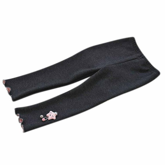 Fesfesfes Fall Winter Leggings Baby Girls Side Embroidery Skinny Pants Fleece Leggings Kids Girls Cropped Trousers On Sale