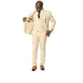 thumbnail image 4 of AZAR MAN Slim Fit 2 Button Tan Beige Micro Textured Weave Men's Suit Notch Lapel 48 Short with Vest, 4 of 8