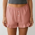 thumbnail image 5 of KHONTS Women's Summer Pajama Boxer Shorts Ruffle Spring Sleepwear Textured Casual Beach Pj Bottoms Pink XXL, 5 of 7