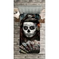 thumbnail image 3 of Ambesonne Colorful Quilted Bedspread Set 2 Pcs, Skull Scary, Twin Size, Cadet Blue Maroon, 3 of 3