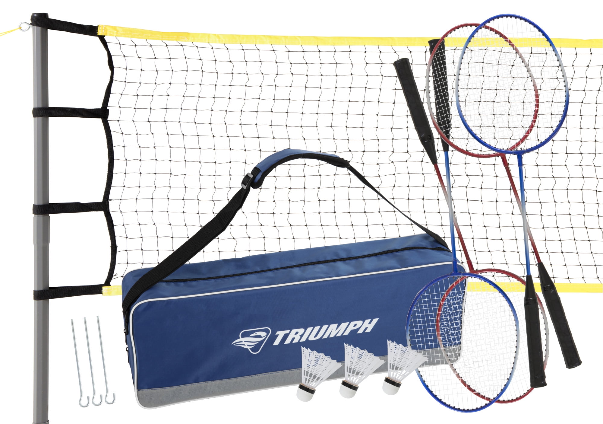 Portable Badminton Set Including Net, 4 Racquets & 3 Shuttlecocks USED 