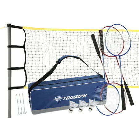 Triumph 4-Player Competition Backyard Badminton Set Includes Net, 4 Steel Rackets, and 3 (Best Yonex Badminton Racket For Advanced Players)