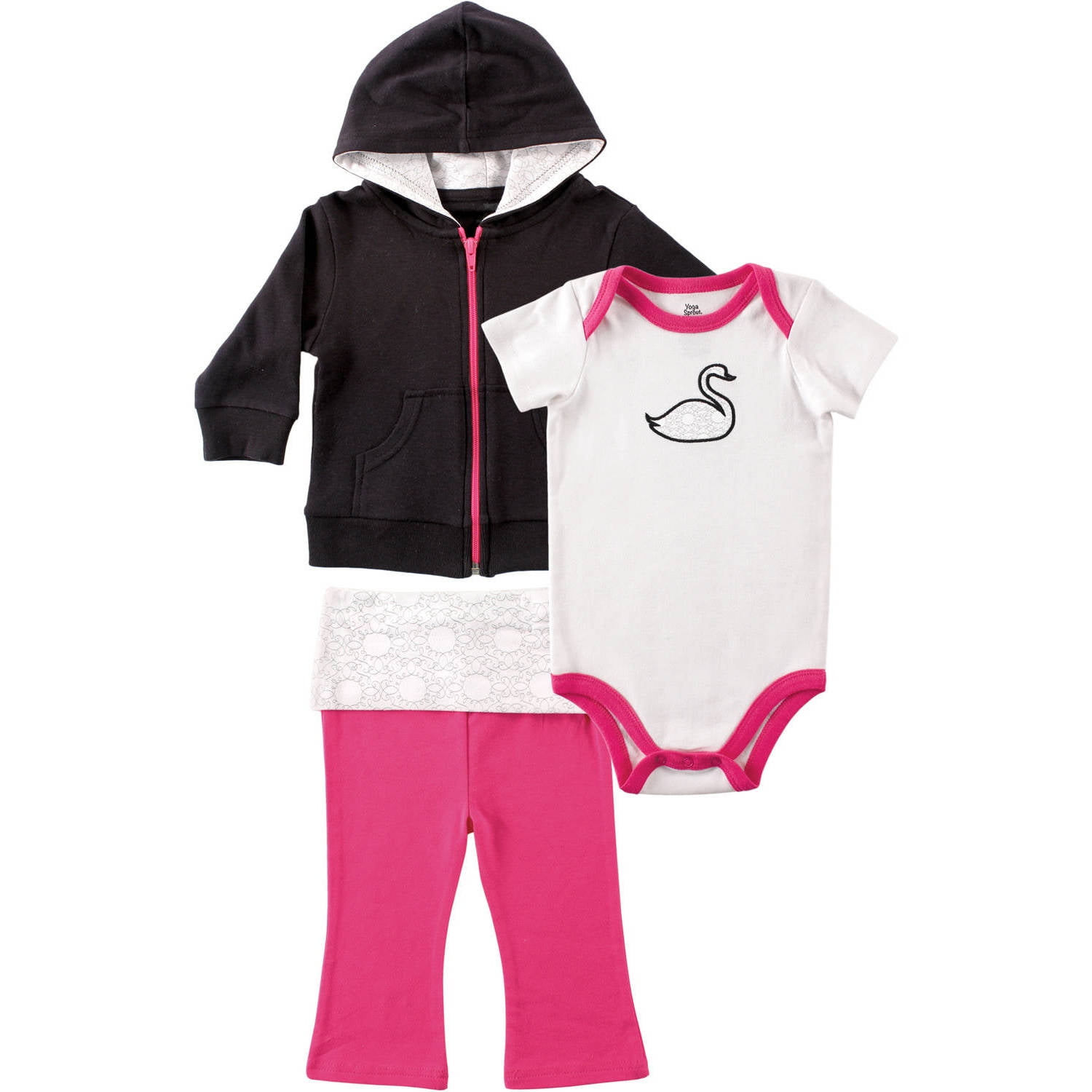 Yoga Sprout Yoga Sprout Baby Girl Hoodie, Bodysuit & Pants, 3pc