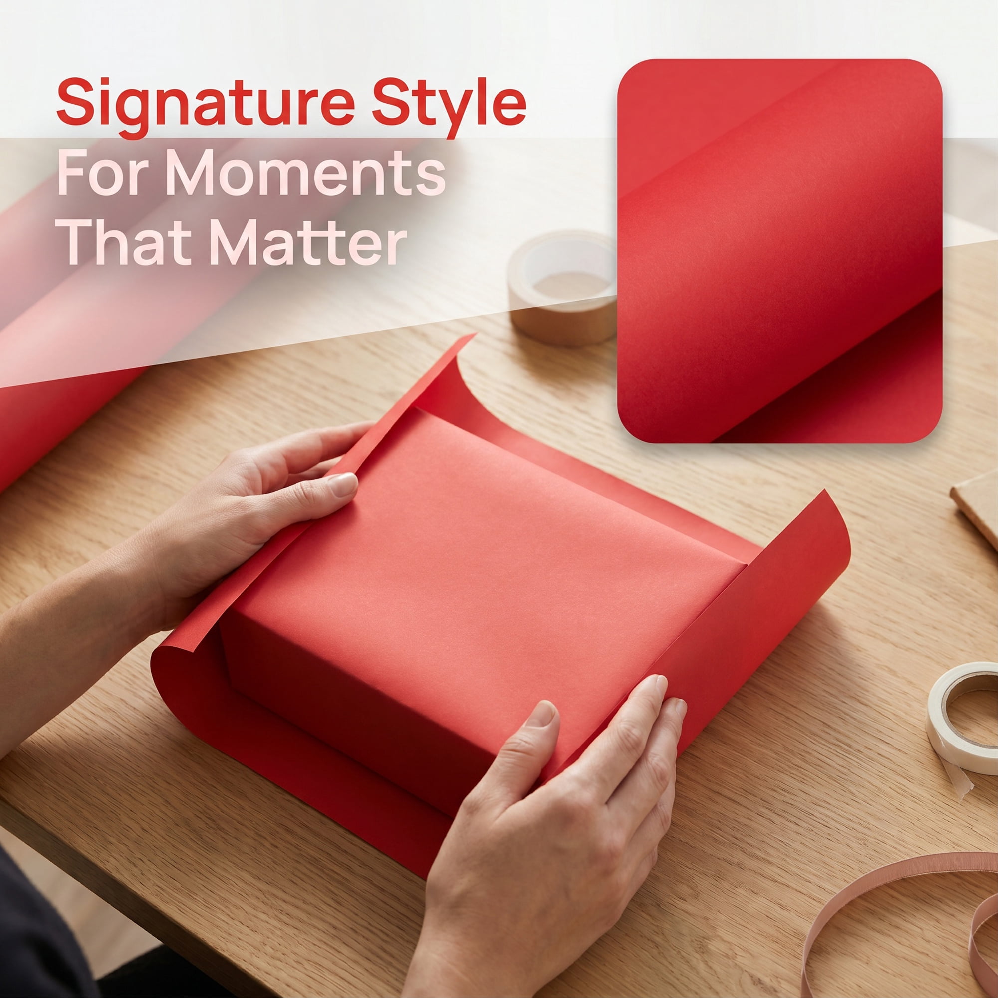 Unique Bargains Thick Gift Wrapping Paper Anti-Tear Giant Matte Sheets Red 39.4" x 27.6"