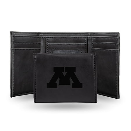 Minnesota Golden Gophers NCAA Laser Engraved Black Synthetic Leather Trifold Wallet