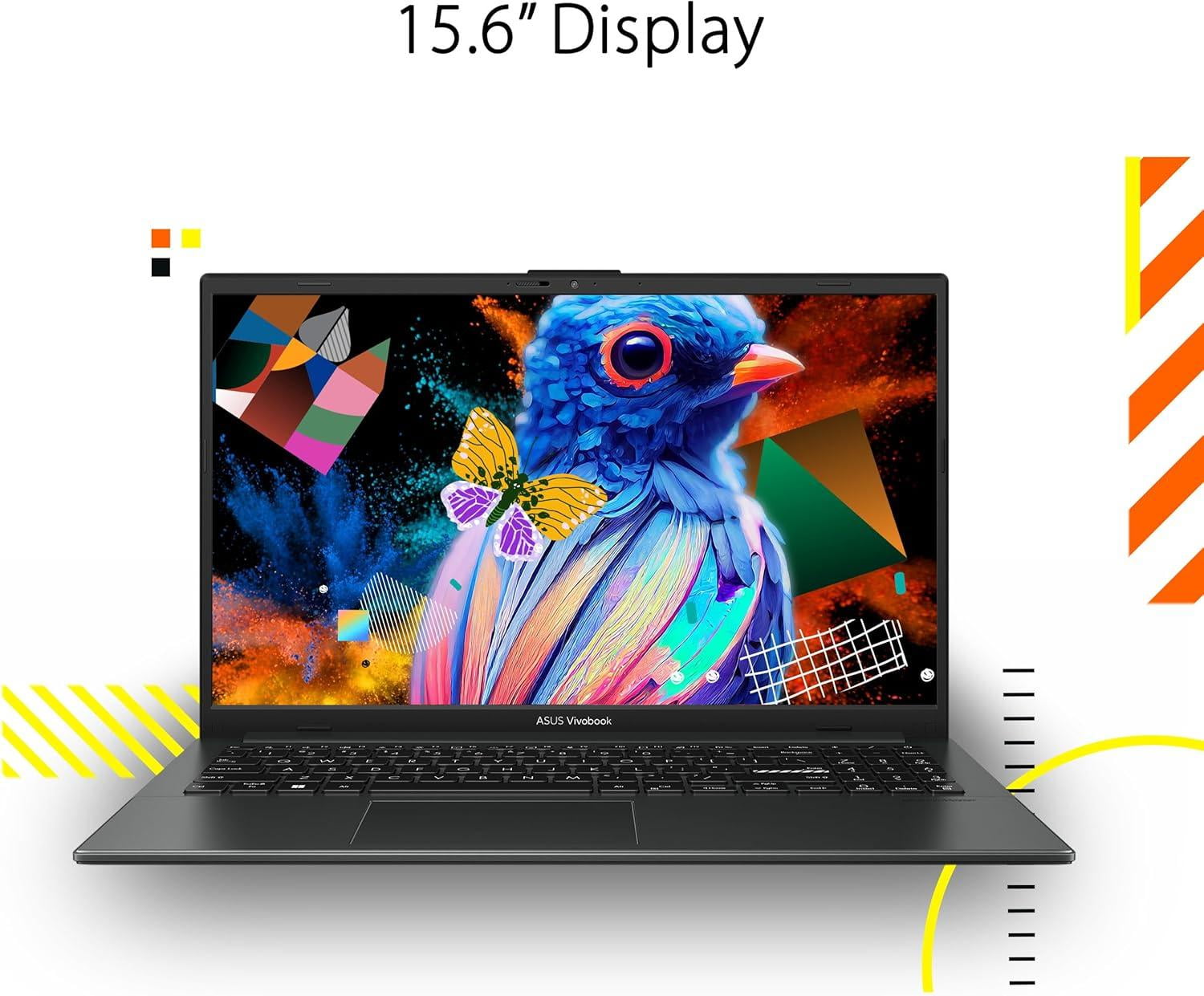 ASUS Vivobook Go 15.6 FHD Slim Laptop, AMD Ryzen 3 7320U Quad Core Processor, 8GB DDR5 RAM, 256GB SSD, Windows 11 Home, Fast Charging, Webcam Shield, Military Grade Durability, Black, E1504FA-AB34