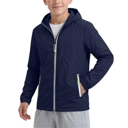 ATORRE Boys UPF 50+ Sun Jacket Summer 2026 Solid Color Full Zip Loose Long Sleeve Lightweight Hooded Sun Protection Jackets for Outdoor Navy 5-6 Years