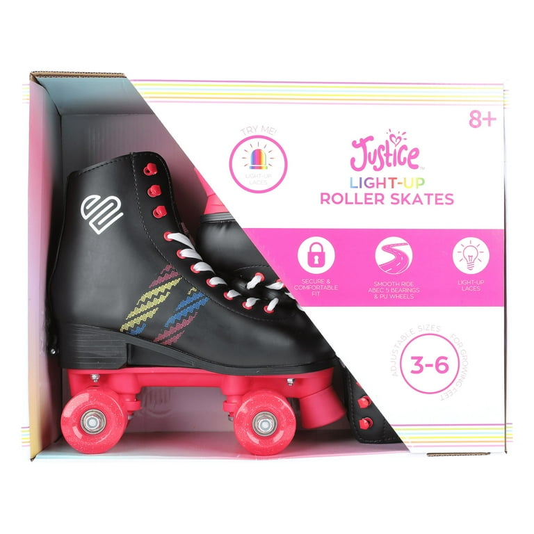 Justice Girls 4 Wheel Roller Skates with Adjustable Sizing 3 6 for Girls Ages 7