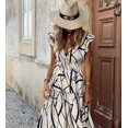 thumbnail image 3 of 2023 Primavera y novedad de verano vestido europeo y americano estampado geométrico cuello en V falda larga con volantes, 3 of 4