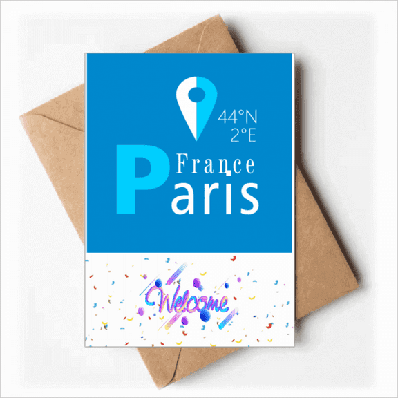 Paris Geography Coordinates Trave Welcome Back Greeting Cards Envelopes Blank