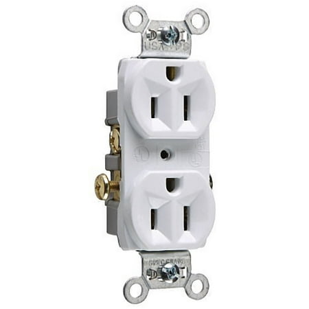 Receptacle Duplex Outlet - Pass & Seymour White COMMERCIAL GRADE Receptacle Outlet Duplex 15A 125V CR15-W