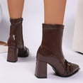 thumbnail image 5 of Wowcloth Woman's Fashion Casual Winter Ankle Boots, Solid Color Patent Leather Shiny-Surface, Pointed Toe with Chunky Mid Heel for Daily Wear and Outdoor Activities, 5 of 9
