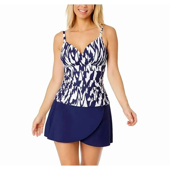 Anne Cole Women's Limited Edition Tankini in Navy White Size XL