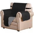 thumbnail image 1 of Reversible Chair Cover Furniture Protector Anti-Slip Couch Cover Water Resistant 2 Inch Wide Elastic Straps Chair Slipcover Pets Kids Fit Sitting Width Up to 21"(Chair, Black/Grey), 1 of 7