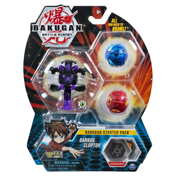 Bakugan Starter Pack 3Pack, Darkus Cloptor, Collectible Action Figures