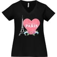 thumbnail image 3 of Inktastic Let's Go to Paris with Pink Heart and Eiffel Tower Women's Plus Size V-Neck T-Shirt, 3 of 5