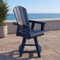 thumbnail image 3 of WestinTrends Malibu Outdoor HDPE Adirondack Swivel Counter Height Bar Chair With Cup Holder, Navy Blue, 3 of 15