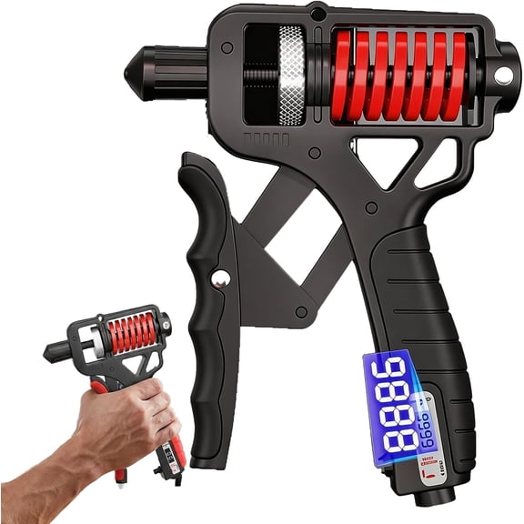 Adjustable Hand Grip Strengthener with Electronic Counter,11-364 lbs Grip Strength Trainer for Forearm Finger Exercise, Non-Slip Handle Gripper, Grip Ring for Home Office & Gym