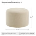 thumbnail image 3 of Zesthouse 22.6" Wide Round Ottoman, Modern Ottoman Coffee Table for Living Room, Linen Fabric Couch Foot Rest, Upholstered Footstool for Makeup Room, Bedroom, Entryway, Beige, 3 of 9