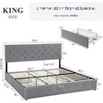 Allewie Light Grey King Platform Bed Frame with 4 Drawers Storage and