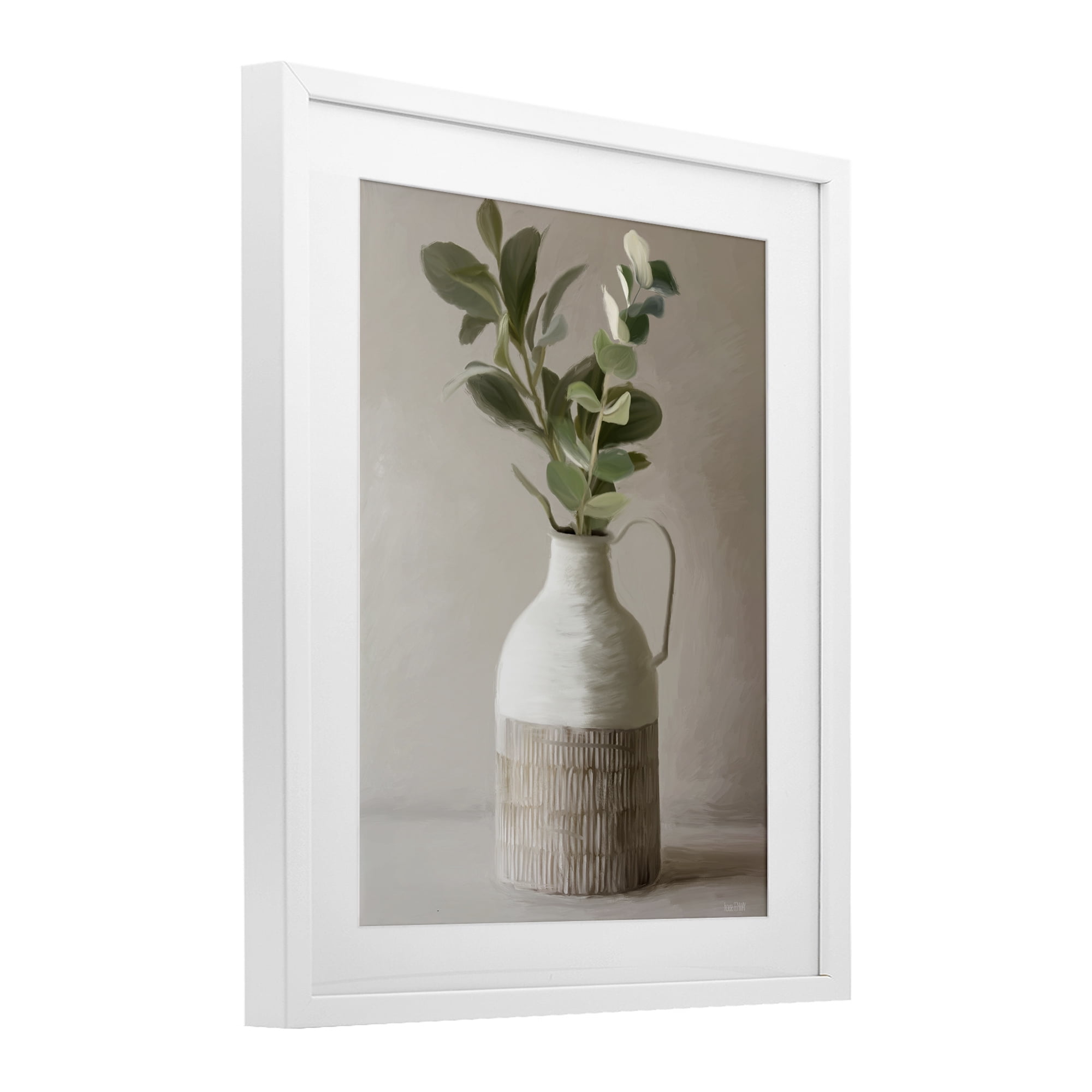 Stupell Industries Eucalyptus In Vase White Framed Print Under Glass, design by House Fenway