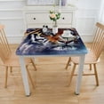 thumbnail image 3 of HAOXIT Decorative Elastic Edged Square Fitted Tablecloth, Animals Polyester Indoor Outdoor Fitted Table Cover for Home Kitchen Dining Room Fit Square Table White, 3 of 7